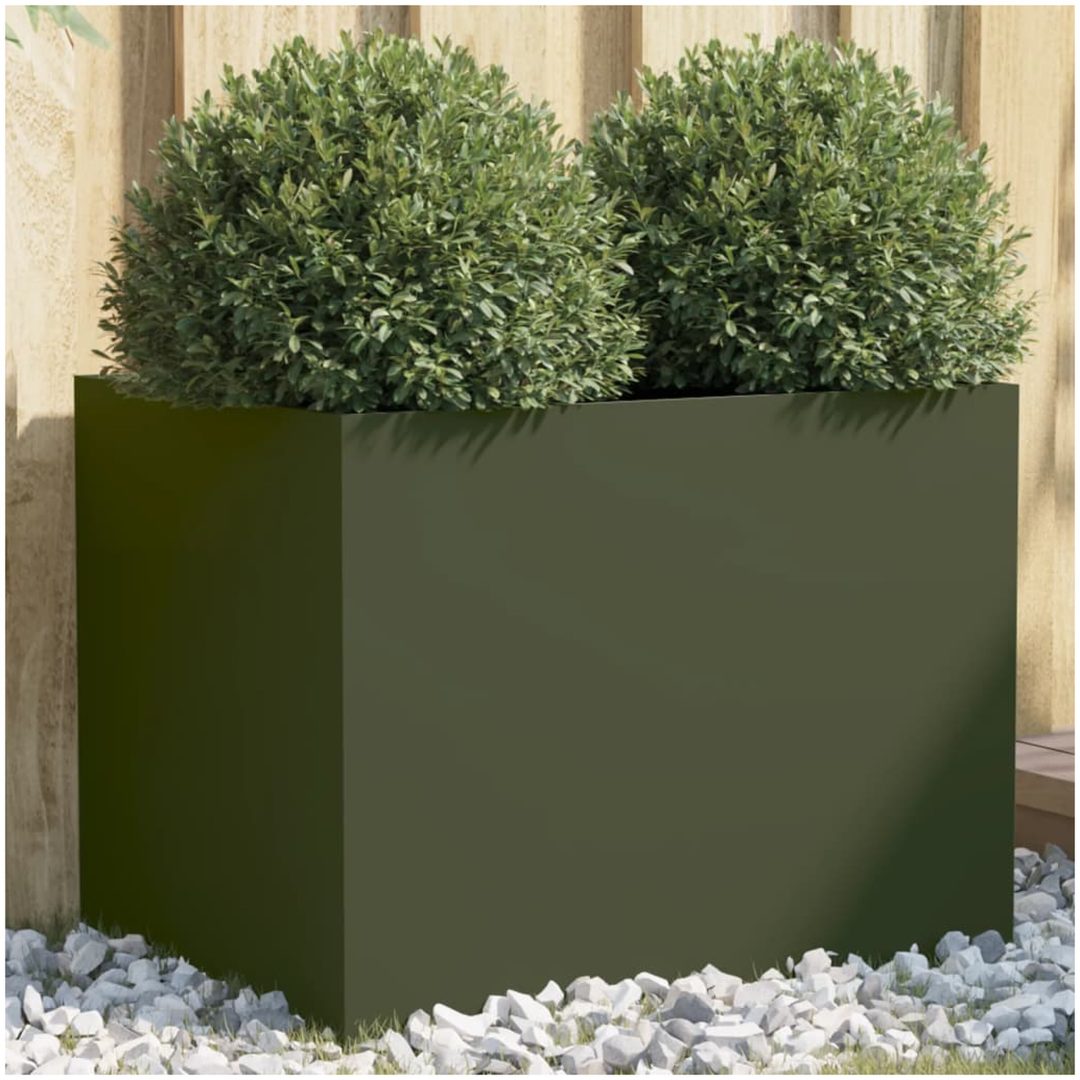 Odlingslåda olivgrön stål vidaXL 62 x 47 x 46 cm