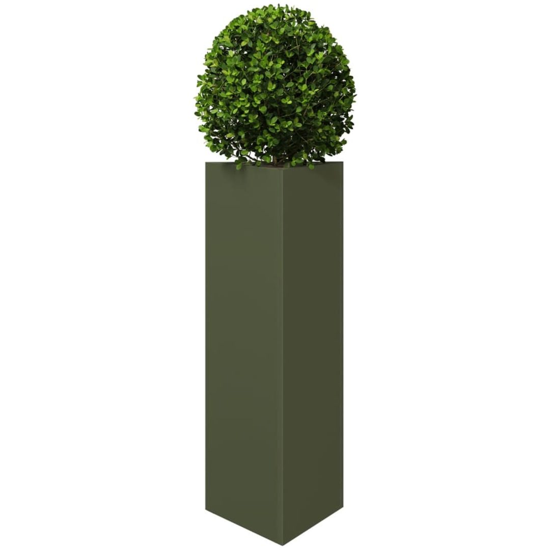 Odlingslåda olivgrön triangulär stål vidaXL 30 x 26 x 75 cm – bild 3