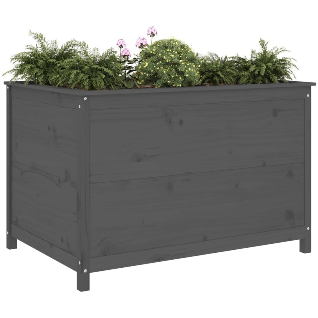Odlingslåda på ben grå massiv furu vidaXL 119.5 x 82.5 x 78 cm – bild 3