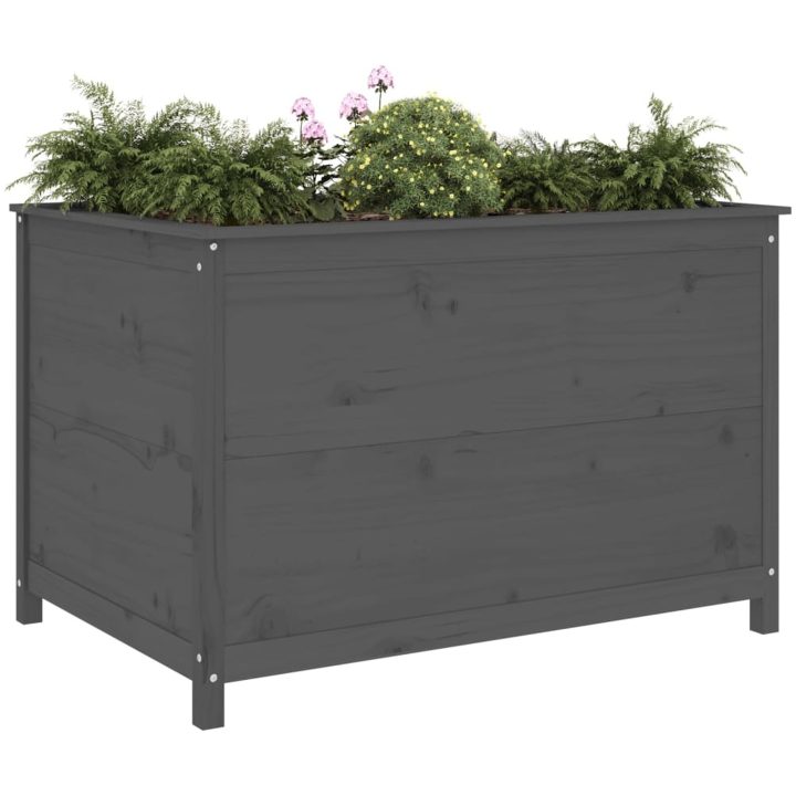 Odlingslåda på ben grå massiv furu vidaXL 119.5 x 82.5 x 78 cm – bild 3
