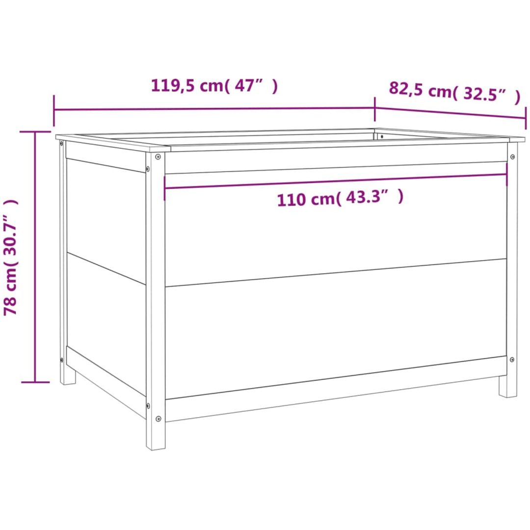 Odlingslåda på ben grå massiv furu vidaXL 119.5 x 82.5 x 78 cm – bild 9