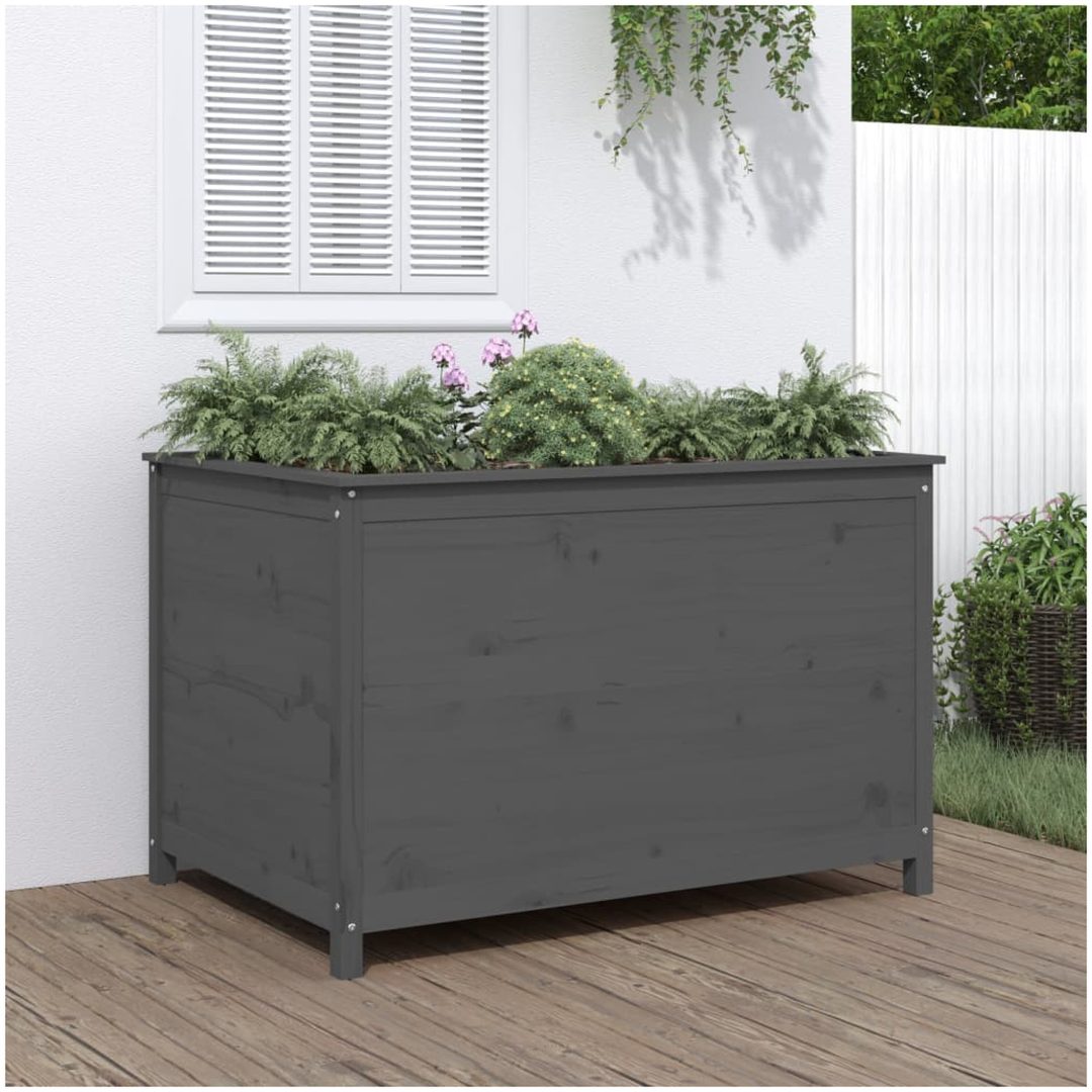 Odlingslåda på ben grå massiv furu vidaXL 119.5 x 82.5 x 78 cm