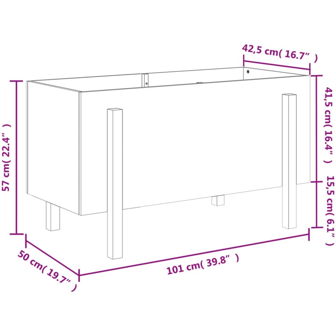 Odlingslåda på ben massiv furu vidaXL 101 x 50 x 57 cm – bild 9