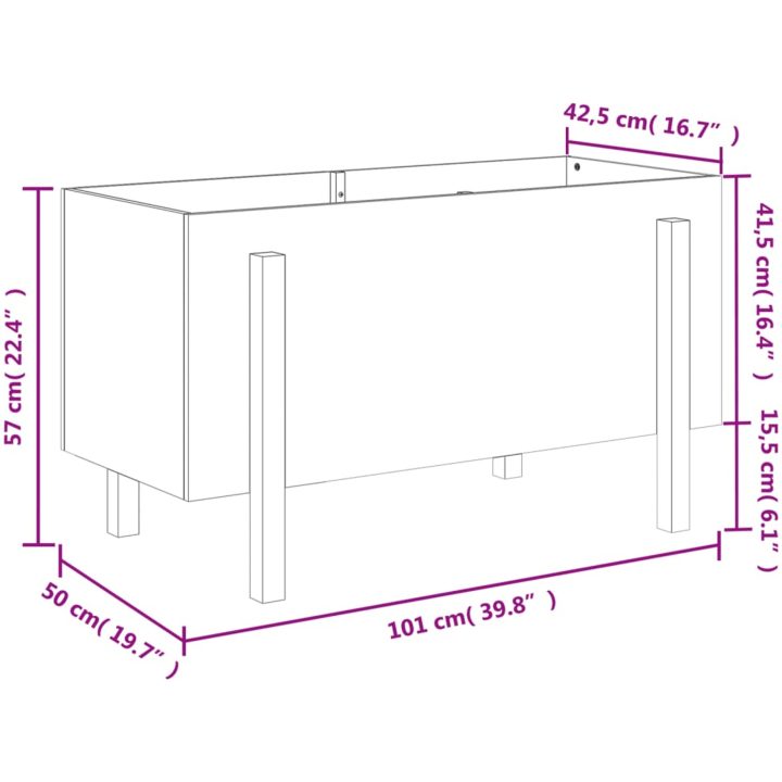 Odlingslåda på ben massiv furu vidaXL 101 x 50 x 57 cm – bild 9