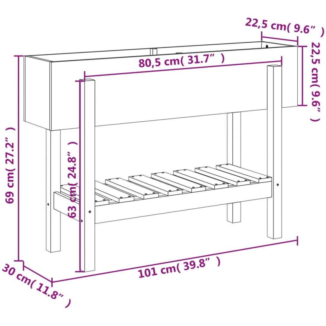 Odlingslåda på ben massivt douglasträ vidaXL 101 x 30 x 69 cm – bild 9