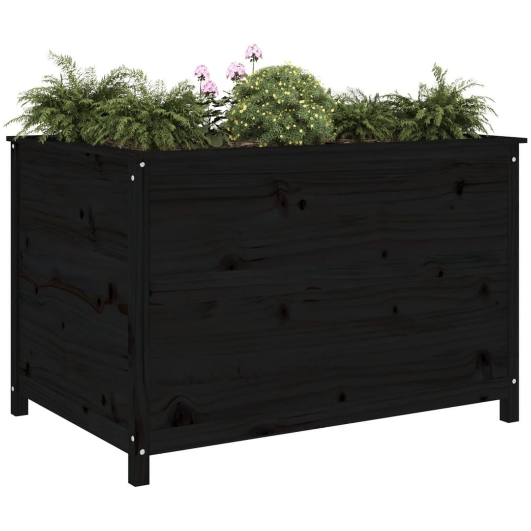 Odlingslåda på ben svart massiv furu vidaXL 119.5 x 82.5 x 78 cm – bild 3