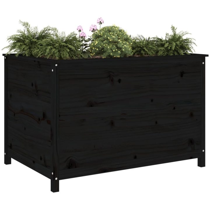Odlingslåda på ben svart massiv furu vidaXL 119.5 x 82.5 x 78 cm – bild 3