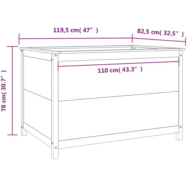 Odlingslåda på ben svart massiv furu vidaXL 119.5 x 82.5 x 78 cm – bild 9