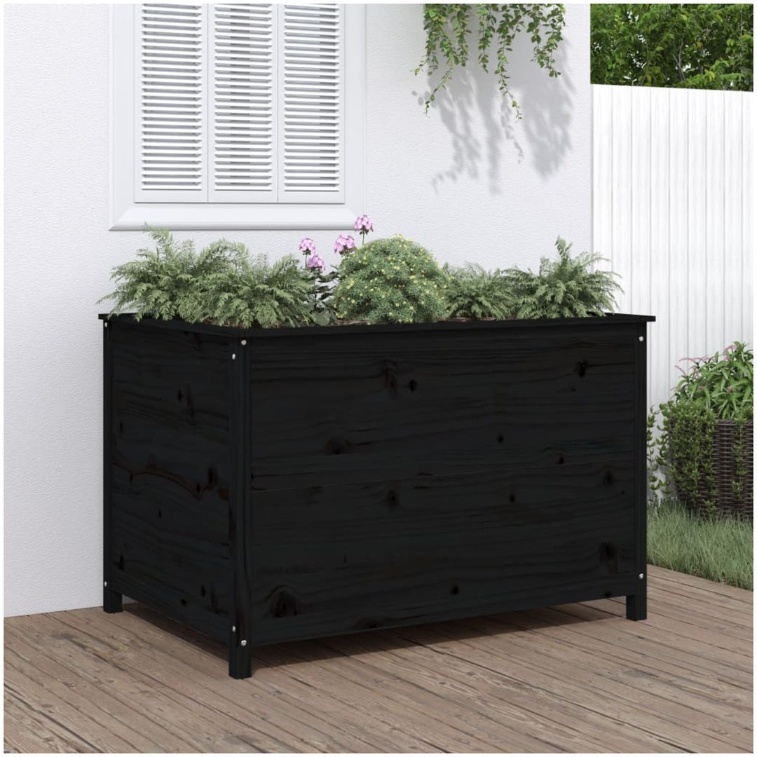 Odlingslåda på ben svart massiv furu vidaXL 119.5 x 82.5 x 78 cm