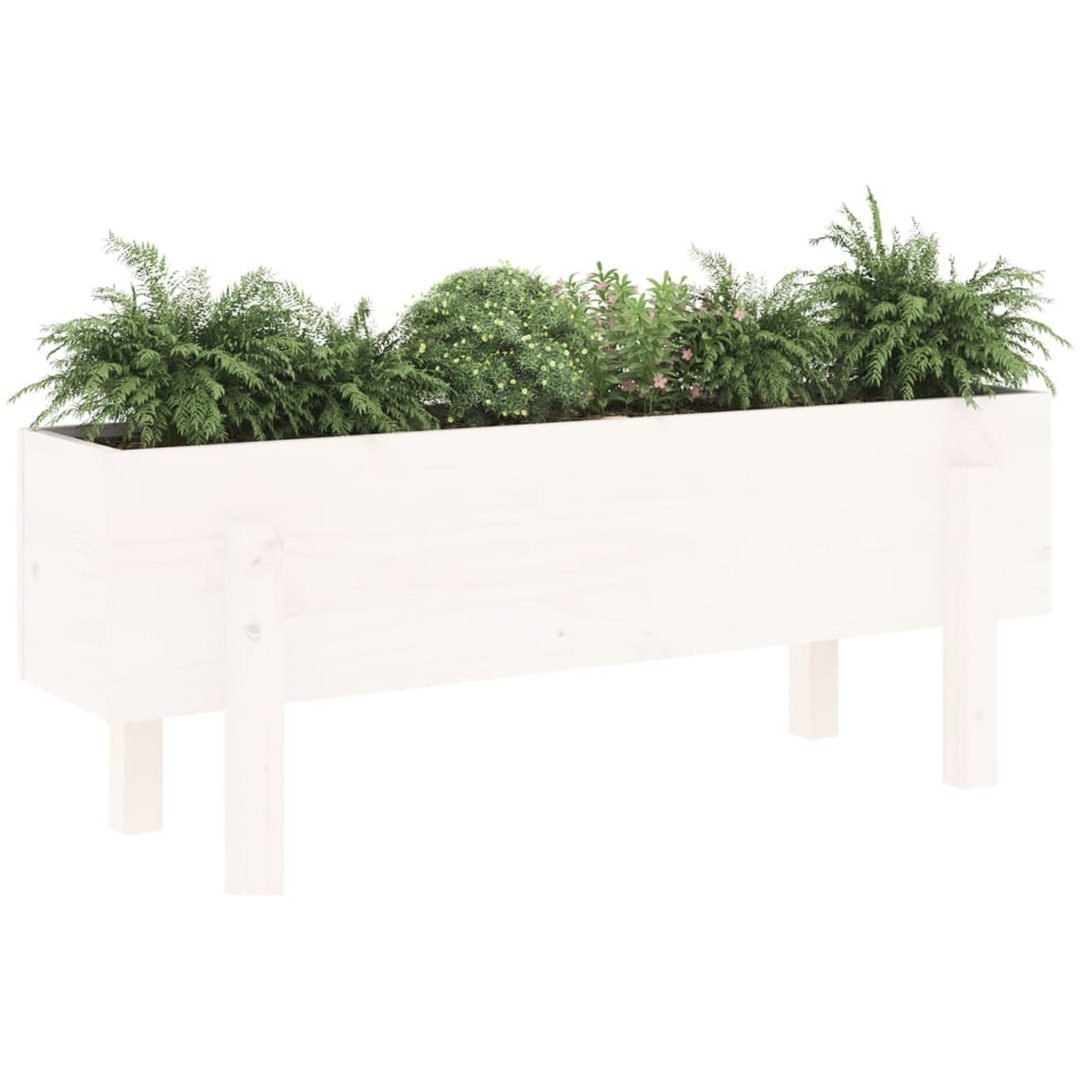 Odlingslåda på ben vit massiv furu vidaXL 101 x 30 x 38 cm – bild 3