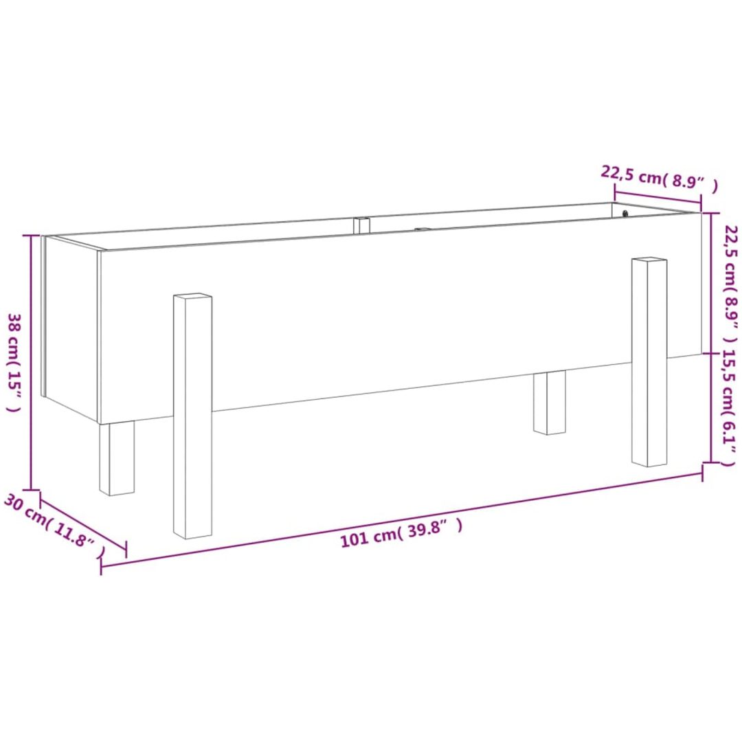 Odlingslåda på ben vit massiv furu vidaXL 101 x 30 x 38 cm – bild 9