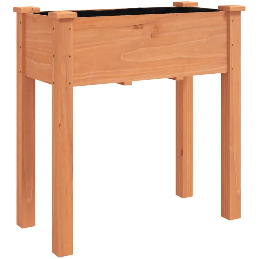 Odlingslåda på hjul med foder brun massivt granträ vidaXL 71 x 37 x 80 cm – bild 3
