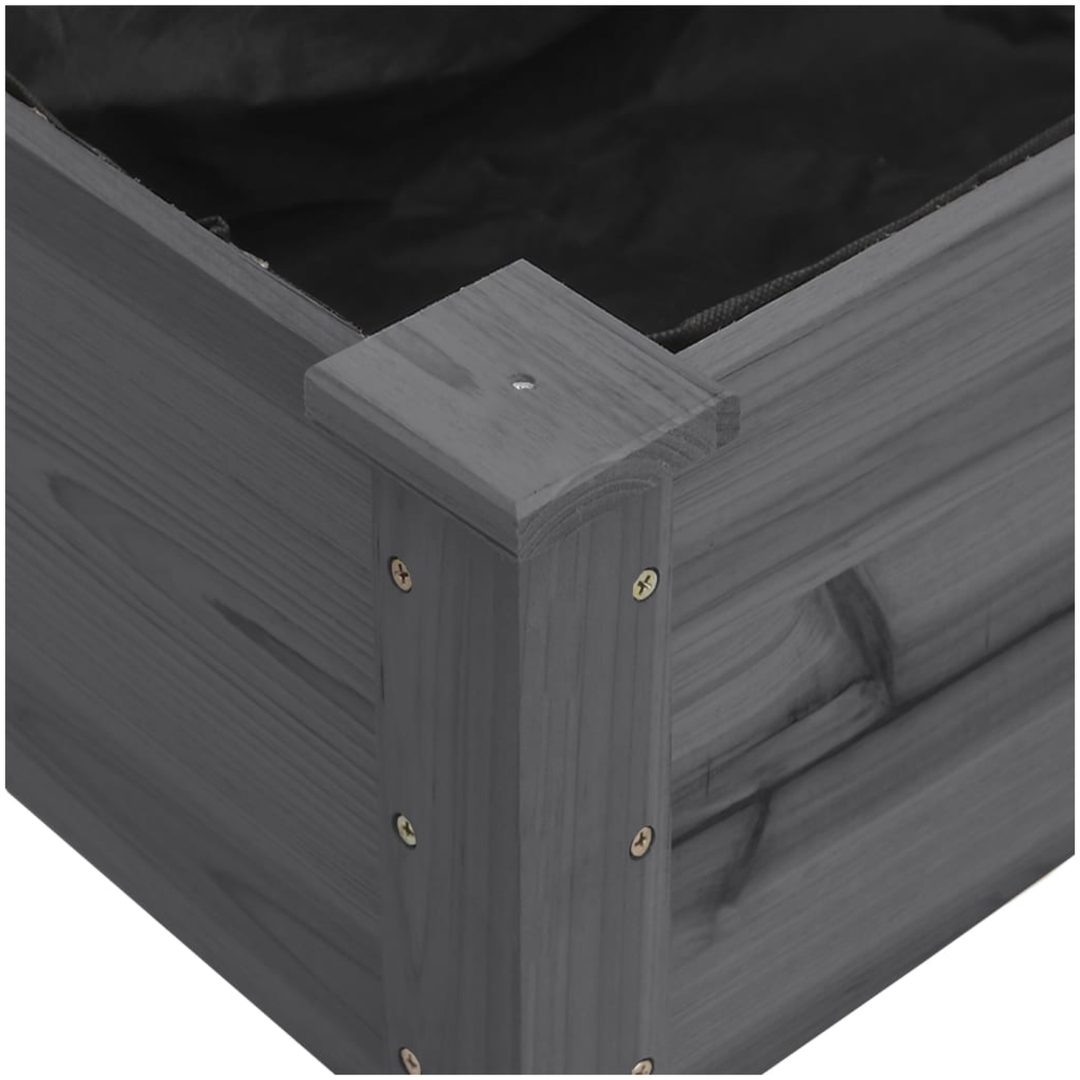 Odlingslåda på hjul med foder grå massivt granträ vidaXL 71 x 37 x 80 cm – bild 4