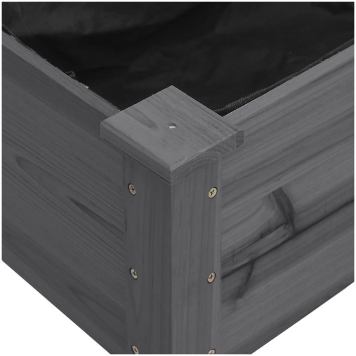 Odlingslåda på hjul med foder grå massivt granträ vidaXL 71 x 37 x 80 cm – bild 4