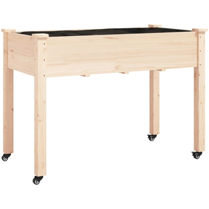 Odlingslåda på hjul med foder massivt granträ vidaXL 118 x 59 x 80 cm – bild 2