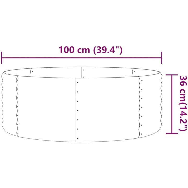 Odlingslåda pulverlackerat stål brun vidaXL 100 x 100 x 36 cm – bild 4