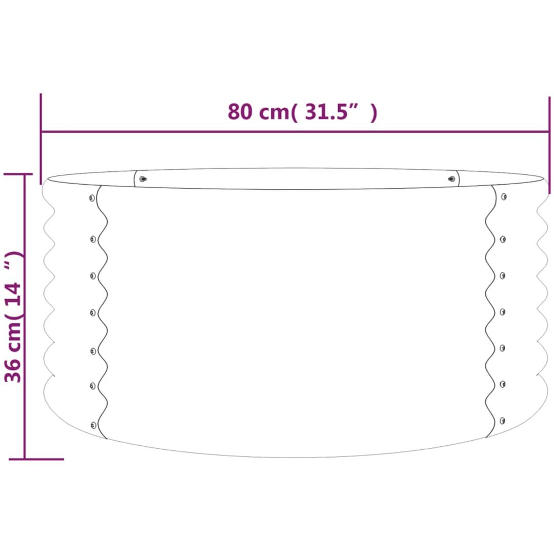 Odlingslåda pulverlackerat stål grön vidaXL 80 x 80 x 36 cm – bild 4