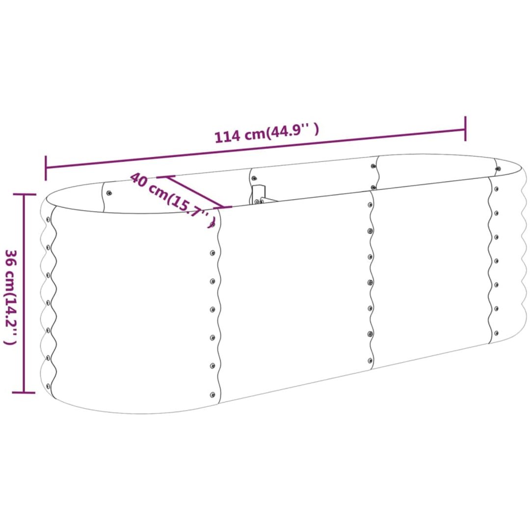 Odlingslåda pulverlackerat stål silver vidaXL 114 x 40 x 36 cm – bild 6