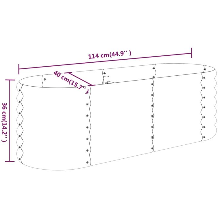 Odlingslåda pulverlackerat stål silver vidaXL 114 x 40 x 36 cm – bild 6