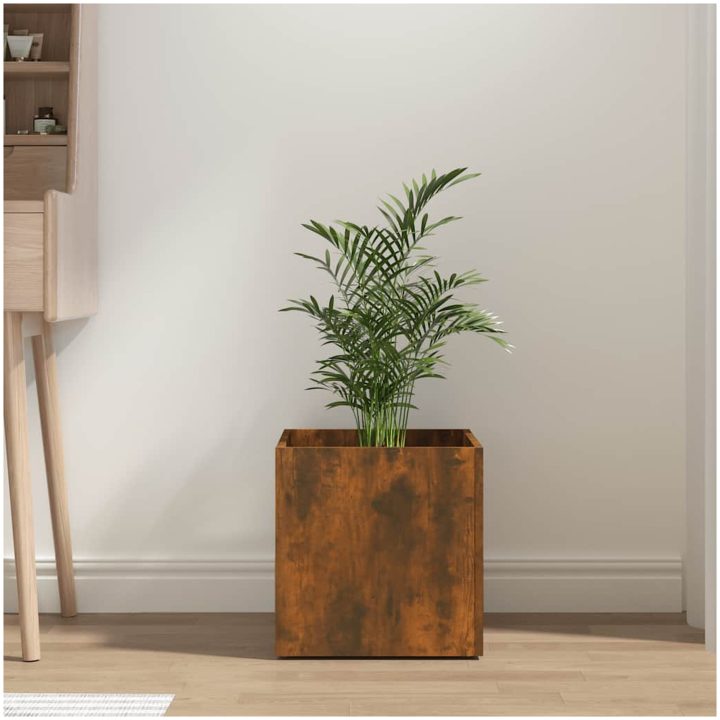 Odlingslåda rökfärgad ek 40x40x40 cm konstruerat trä vidaXL – bild 3
