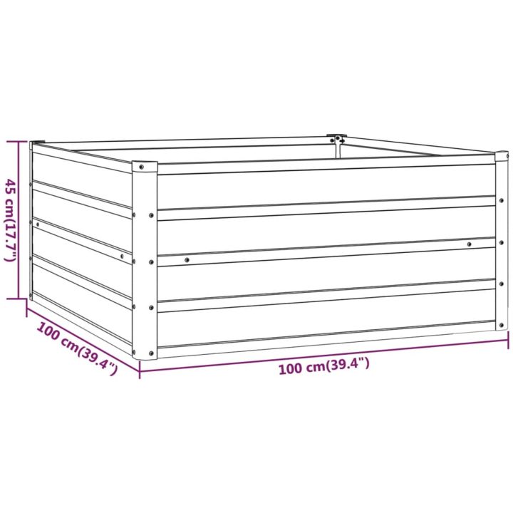 Odlingslåda rostig rosttrögt stål vidaXL 100 x 100 x 45 cm – bild 7