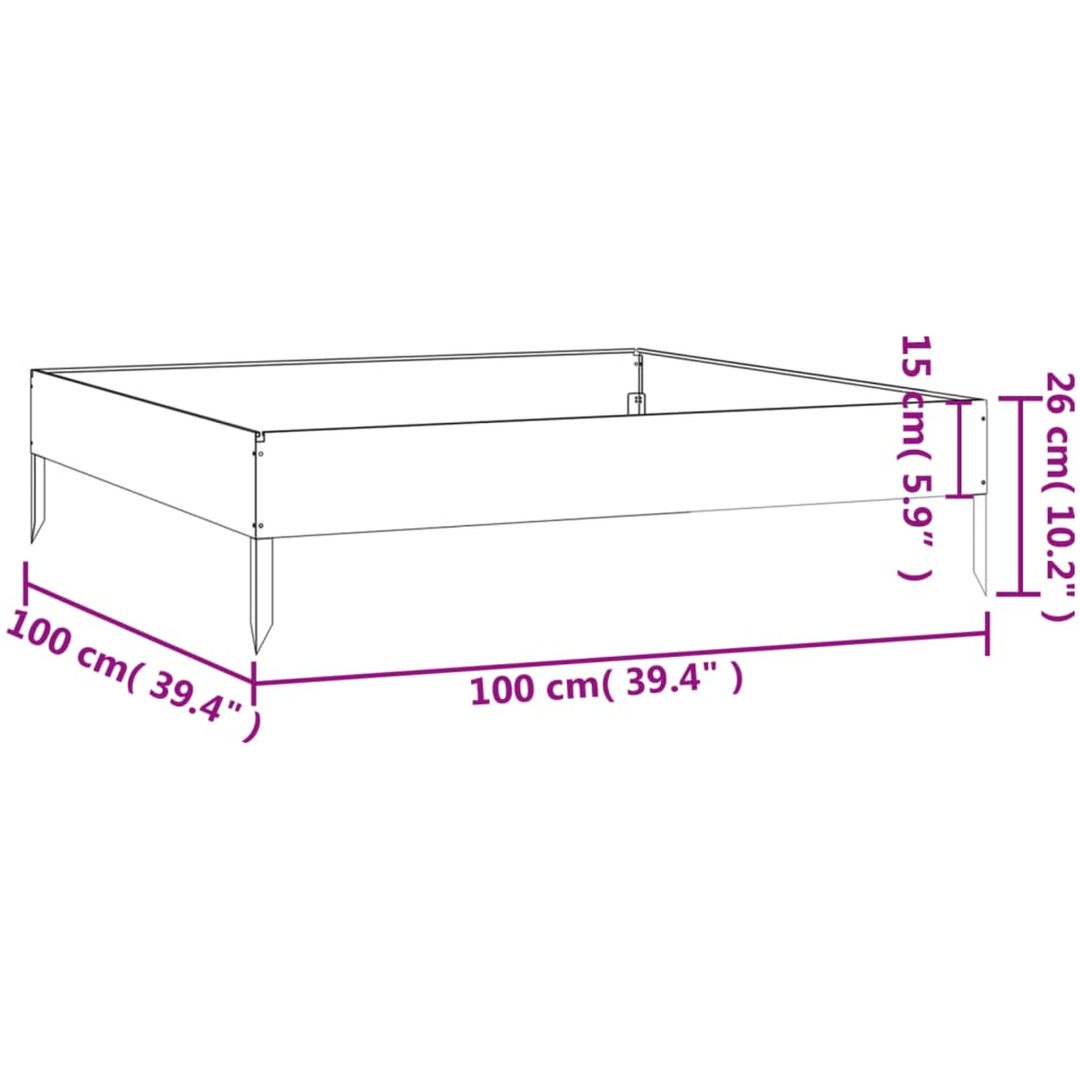 Odlingslåda rosttrögt stål vidaXL 100 x 100 x 26 cm – bild 7