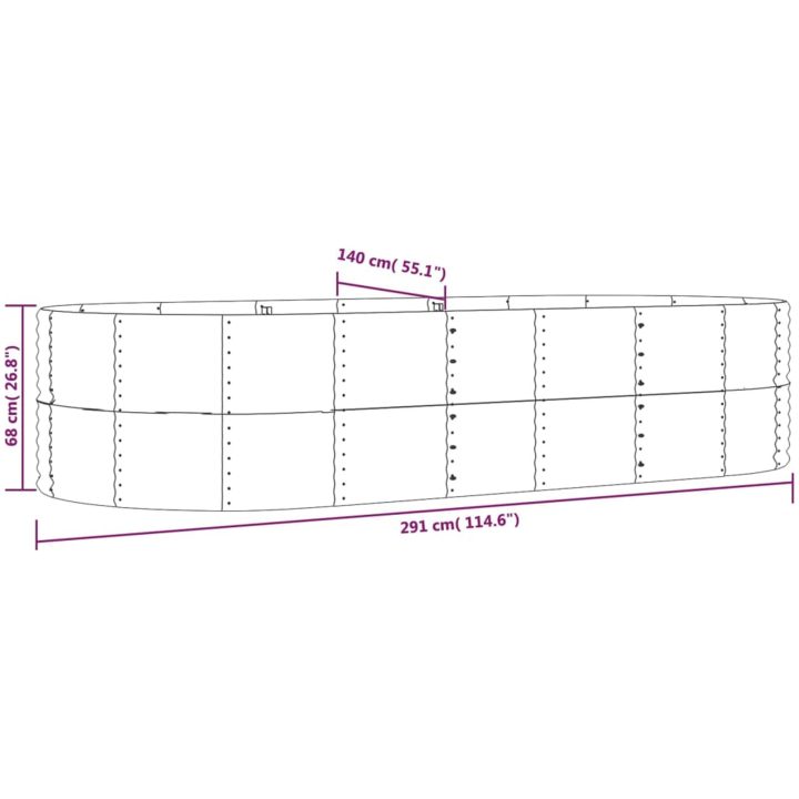 Odlingslåda silver pulverlackerat stål vidaXL 291 x 140 x 68 cm – bild 6