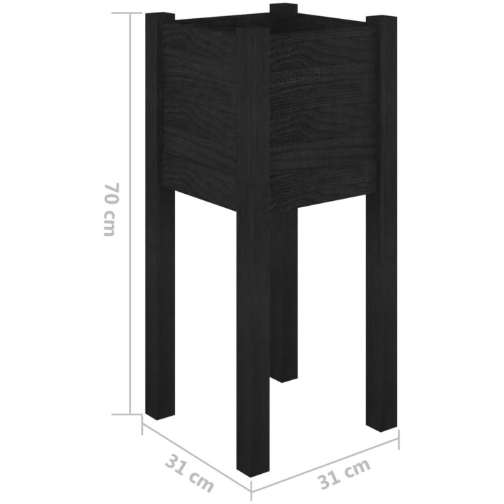 Odlingslåda svart 31x31x70 cm massiv furu vidaXL – bild 7