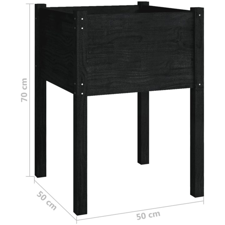 Odlingslåda svart 50x50x70 cm massiv furu vidaXL – bild 7