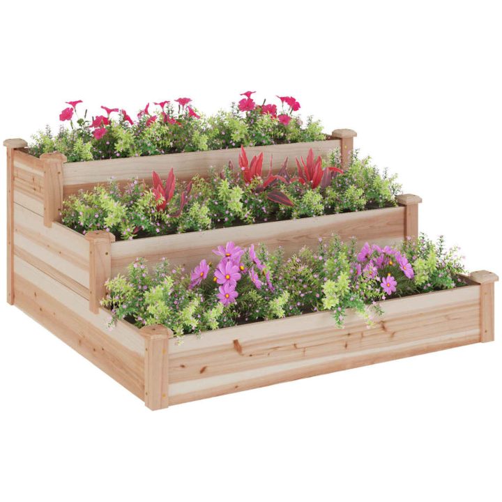 Odlingslåda upphöjd 120x120x56 cm massivt granträ vidaXL – bild 3