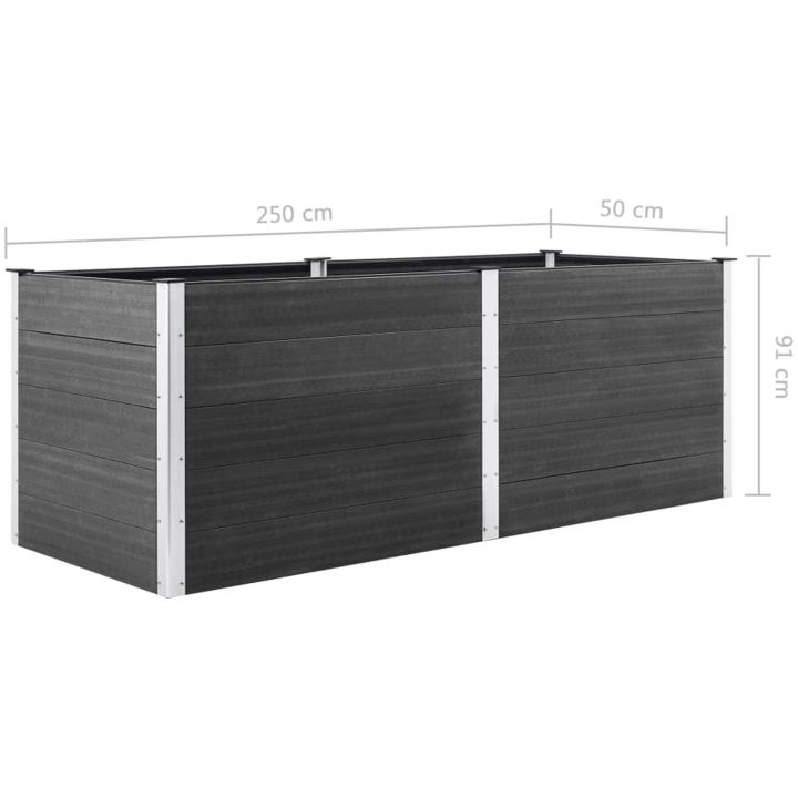 Odlingslåda upphöjd 150x50x91 cm WPC grå vidaXL 250 x 50 x 91 cm – bild 7