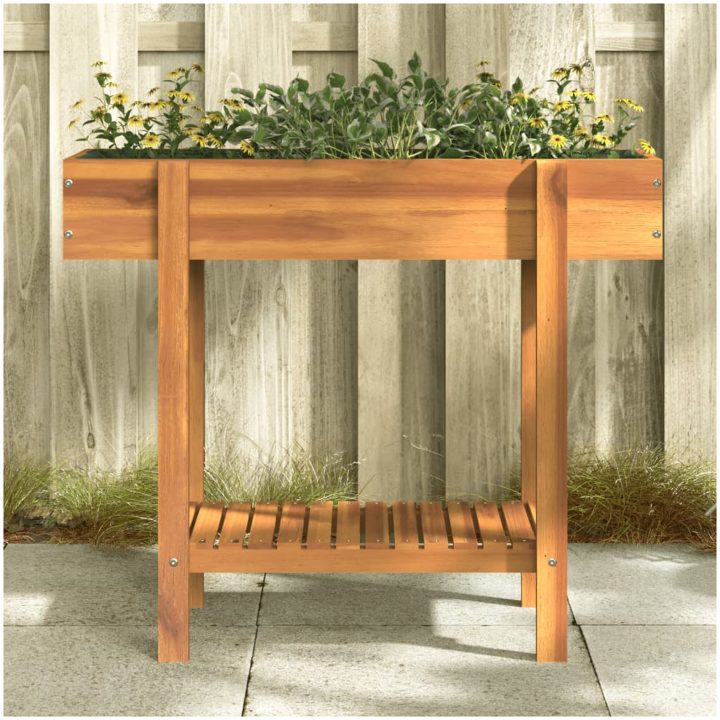 Odlingslåda upphöjd 90x30x75 cm massivt akaciaträ vidaXL – bild 3