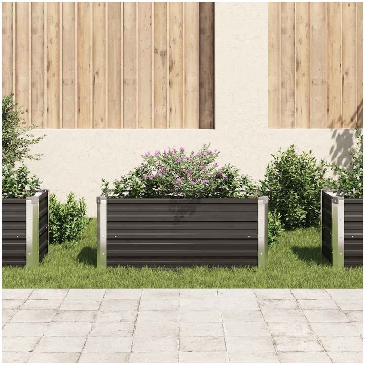 Odlingslåda upphöjd antracit galvaniserat stål vidaXL 100 x 40 x 45 cm – bild 3