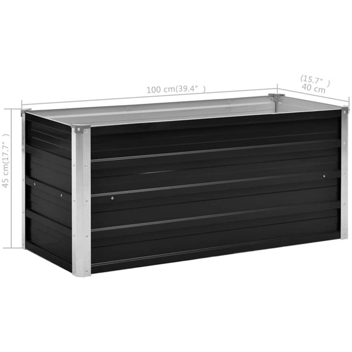 Odlingslåda upphöjd antracit galvaniserat stål vidaXL 100 x 40 x 45 cm – bild 8