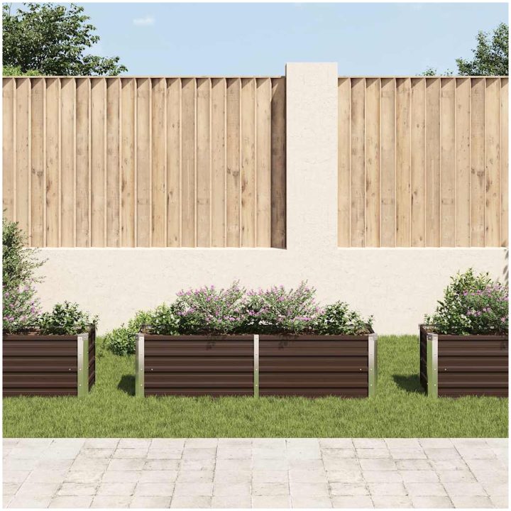 Odlingslåda upphöjd brun galvaniserat stål vidaXL 160 x 40 x 45 cm – bild 3