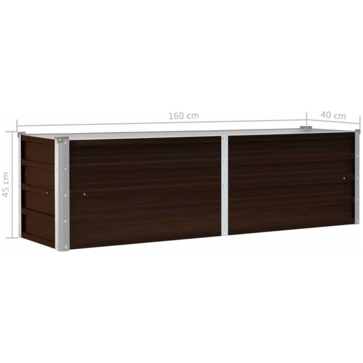Odlingslåda upphöjd brun galvaniserat stål vidaXL 160 x 40 x 45 cm – bild 8