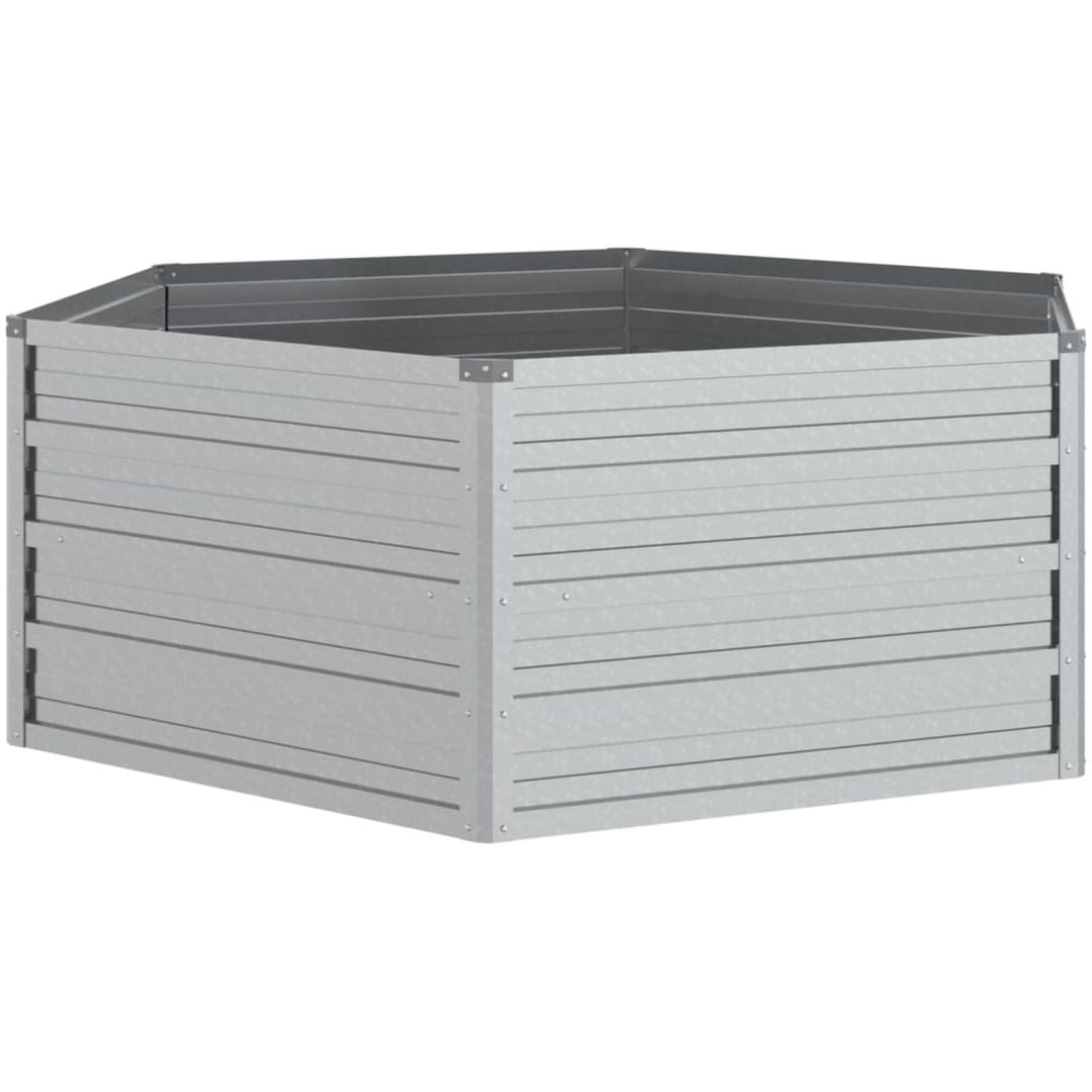 Odlingslåda upphöjd galvaniserat stål 129x45 cm silver vidaXL 129 x 129 x 45 cm – bild 2