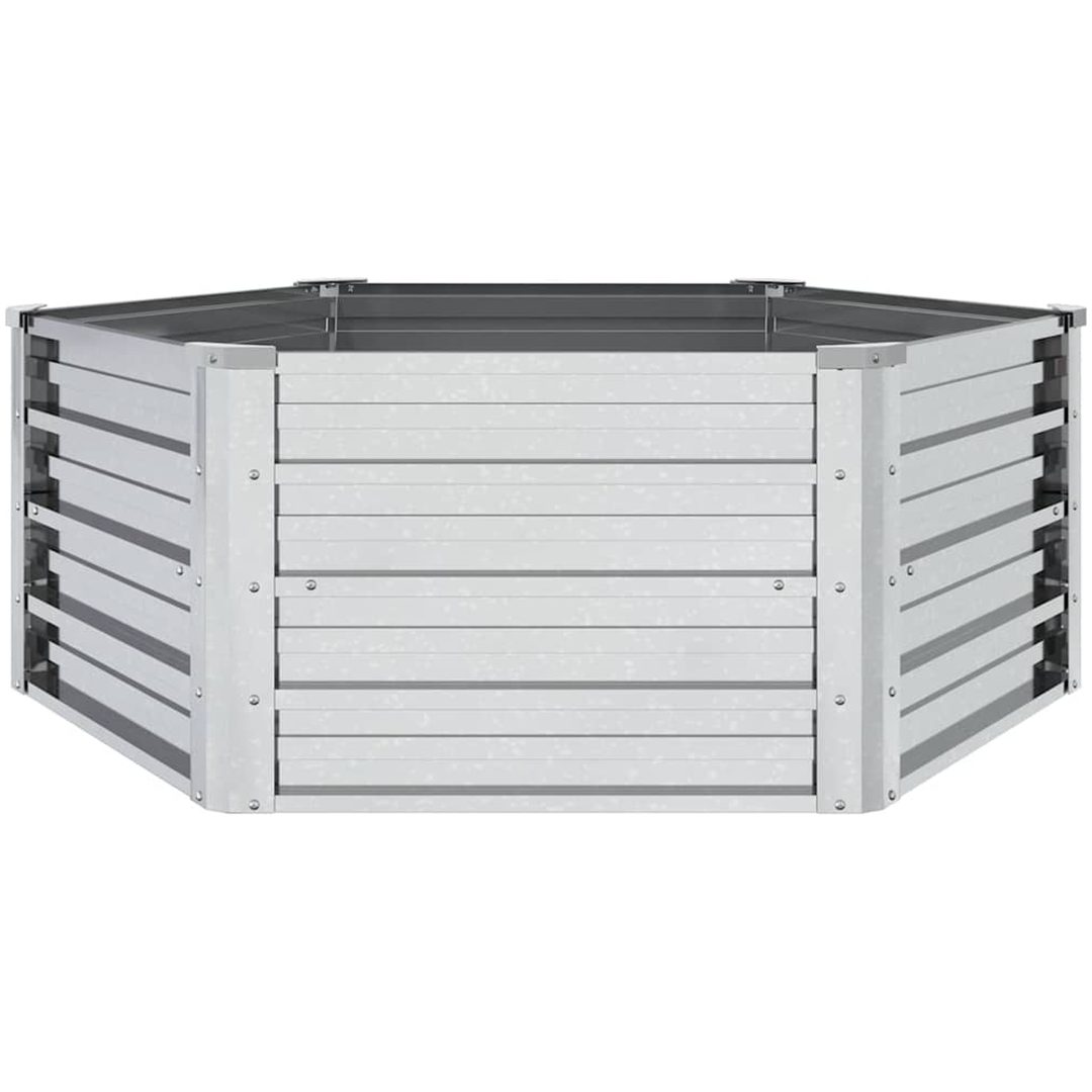 Odlingslåda upphöjd galvaniserat stål 129x45 cm silver vidaXL 129 x 129 x 45 cm – bild 3