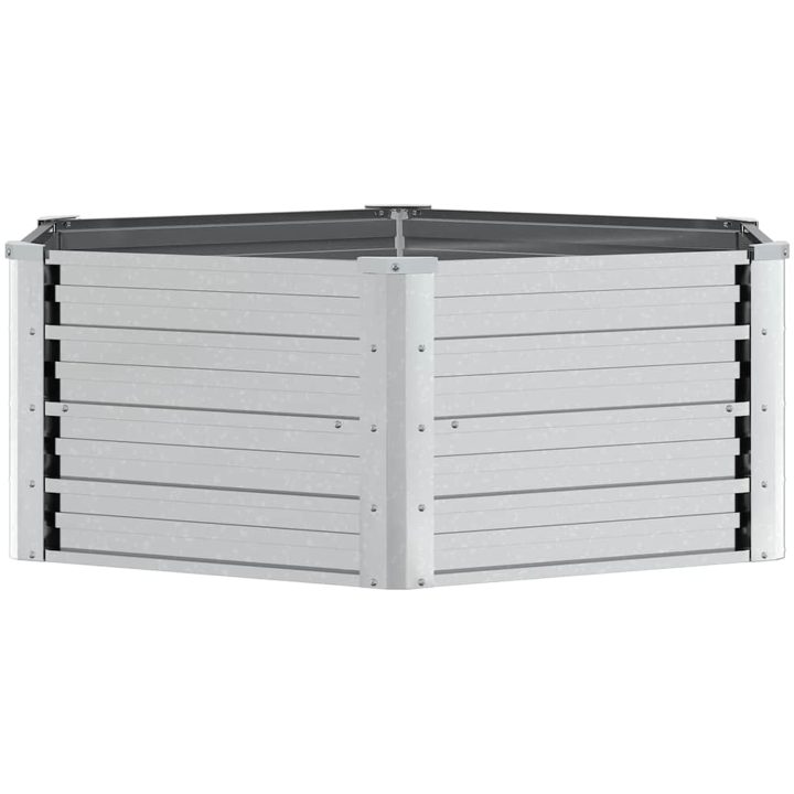 Odlingslåda upphöjd galvaniserat stål 129x45 cm silver vidaXL 129 x 129 x 45 cm – bild 5