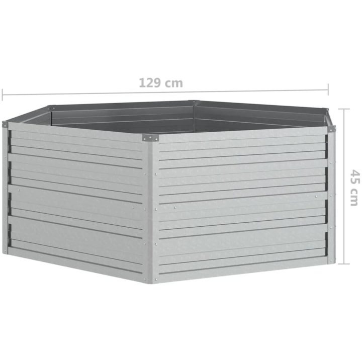 Odlingslåda upphöjd galvaniserat stål 129x45 cm silver vidaXL 129 x 129 x 45 cm – bild 6