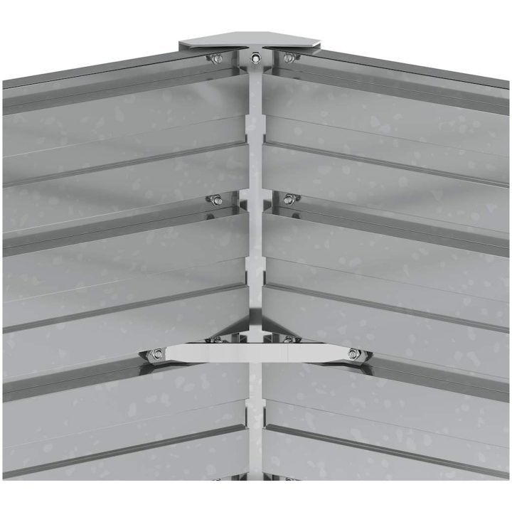 Odlingslåda upphöjd galvaniserat stål 129x77 cm silver vidaXL 129 x 129 x 77 cm – bild 7