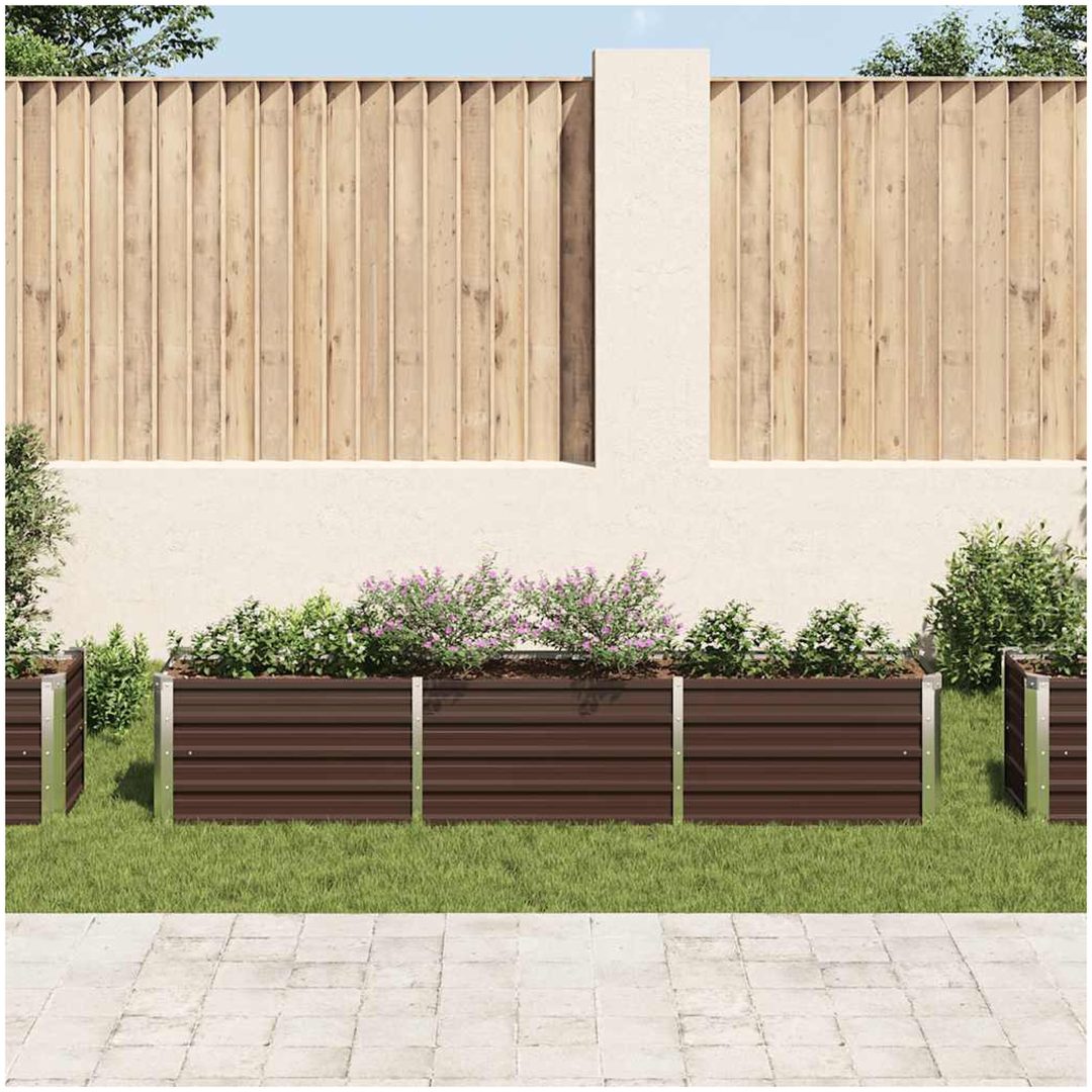 Odlingslåda upphöjd galvaniserat stål brun vidaXL 240 x 40 x 45 cm – bild 3