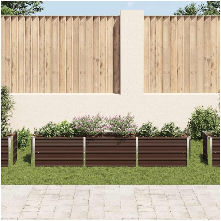 Odlingslåda upphöjd galvaniserat stål brun vidaXL 240 x 40 x 45 cm – bild 3