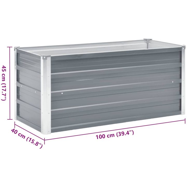 Odlingslåda upphöjd galvaniserat stål grå vidaXL 100 x 40 x 45 cm – bild 7