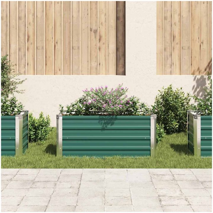 Odlingslåda upphöjd galvaniserat stål grön vidaXL 100 x 40 x 45 cm – bild 3