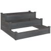 Odlingslåda upphöjd grå 120x120x56 cm massivt granträ vidaXL – miniatyr 2