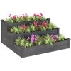 Odlingslåda upphöjd grå 120x120x56 cm massivt granträ vidaXL – miniatyr 3