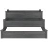Odlingslåda upphöjd grå 120x120x56 cm massivt granträ vidaXL – miniatyr 4