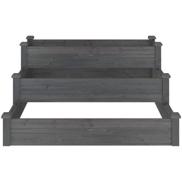 Odlingslåda upphöjd grå 120x120x56 cm massivt granträ vidaXL – bild 4