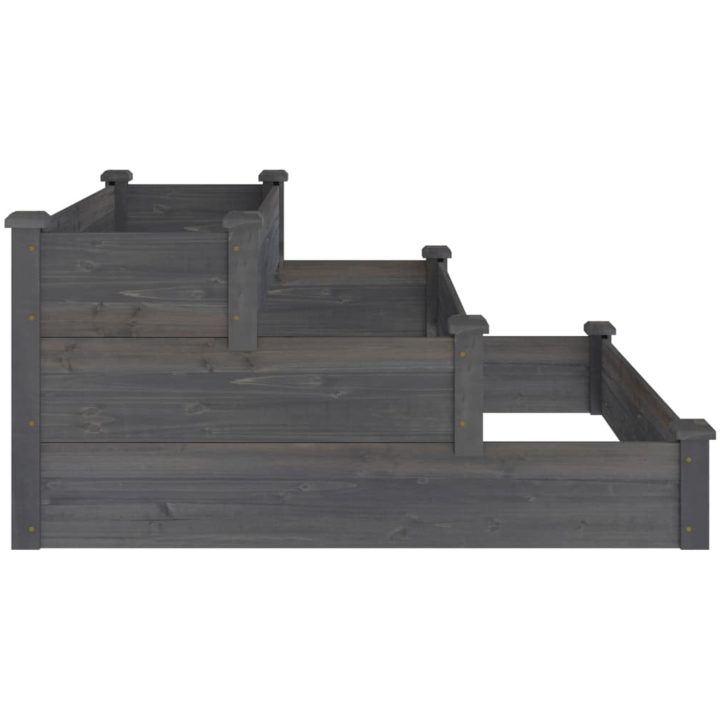 Odlingslåda upphöjd grå 120x120x56 cm massivt granträ vidaXL – bild 5